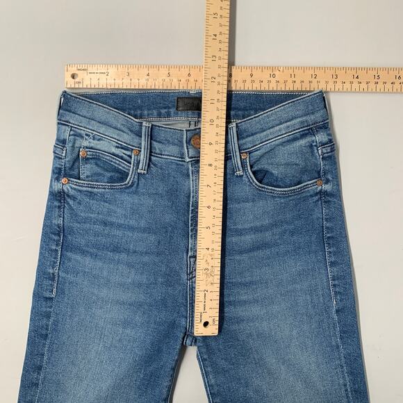 Mother Women Jeans 24 Blue Denim The Stunner Two Step Fray Runaway Train 27" - Picture 7 of 11